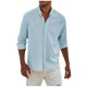 thumbnail image 1 of Men's Fashion Long Sleeve Solid Colour Casual T Shirt Button Regular Fit Shirt Top 3XL, 1 of 5