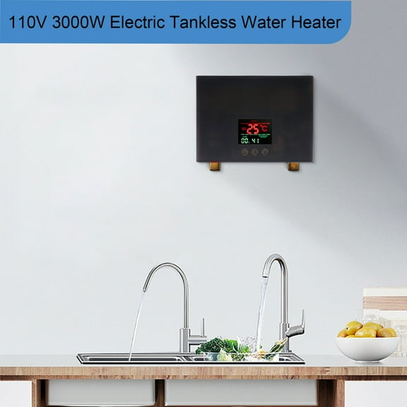 110V 3000W Tankless Electric Water Heater with Touch & Remote Control – Instant Hot Water for Kitchen & Bathroom, IPX4 Waterproof, Compact Design