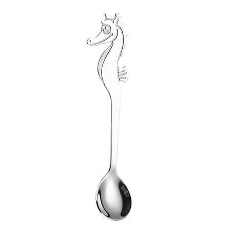

UDIYO Coffee Spoon Coffee Spoon Sea Horse Shape Polished 304 Stainless Steel Parties Events Dessert Spoon for Appetizers