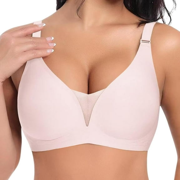 Seamless Bras For Women Womens Wireless Supportive Bra Push Up Comfort Soft Full Coverage T-Shirt Bras For Women No Underwire Anniversary Birthday Gifts Pink,S