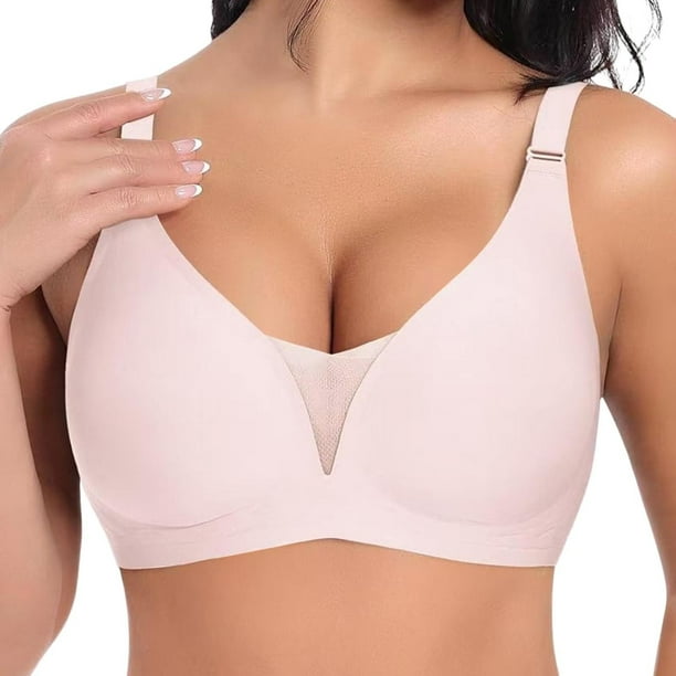 Brasieres de Mujer Tela de Mantequilla Sujetador Push up sin Aros para Mujer, Talla Grande, Escote En V Profundo, Suave, sin Costuras, Fino, para Pecho Grande y Pequeño Extra Grande
