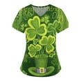thumbnail image 4 of Femmes Tops Femmes Été Tops 2023 Mode Femmes St. Patrick'S Day Impression Manches Courtes V Cou Tops Soins Infirmiers Travaillant Uniforme Violet M, 4 of 5
