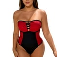 thumbnail image 3 of Rvasteizo Womens OnePiece Bikini Set Solid Color Cut Out Back Swimsuit, 3 of 5