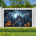 thumbnail image 2 of Gothic Design Halloween Banner with Scary Pumpkins Spooky Castle Backdrop Dark Atmosphere for Halloween Party Decoration, 2 of 5