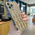 thumbnail image 3 of iPhone 13 Pro Max Case, Water Ripple Pattern Cute Bling Glitter Curly Wave Frame Phone Case for Women Girls Fashion Soft Silicone CProtective Back Cover (Silver), 3 of 9