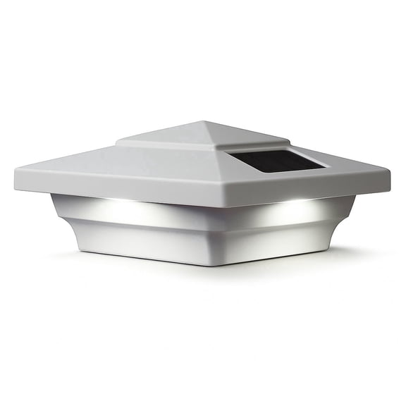 Classy Caps Windsor Solar Post Cap - Fits 4"x4" and 3.5"x3.5" Posts - White Vinyl (PVC)