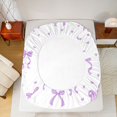 thumbnail image 5 of jejeloiu Kawaii Bowtie Ribbon Full Size Sheets,Purple Cute Loves Bed Sheets For Girls Teens 4-Piece, 5 of 7