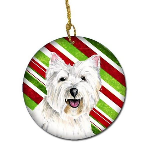 Westie Candy Cane Holiday Christmas Ceramic Ornament