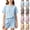Style1-Blue outfits sets for girls, variant on Maqroz Girls Summer Solid Round Neck Short Sleeve Cotton Linen Tee and Shorts Casual Cute 2 Piece Sport Set 11-18 Years