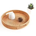thumbnail image 4 of Round Rattan Serving Tray Decorative Woven Ottoman Trays With Handles For Coffee Table Natural(small), 4 of 5