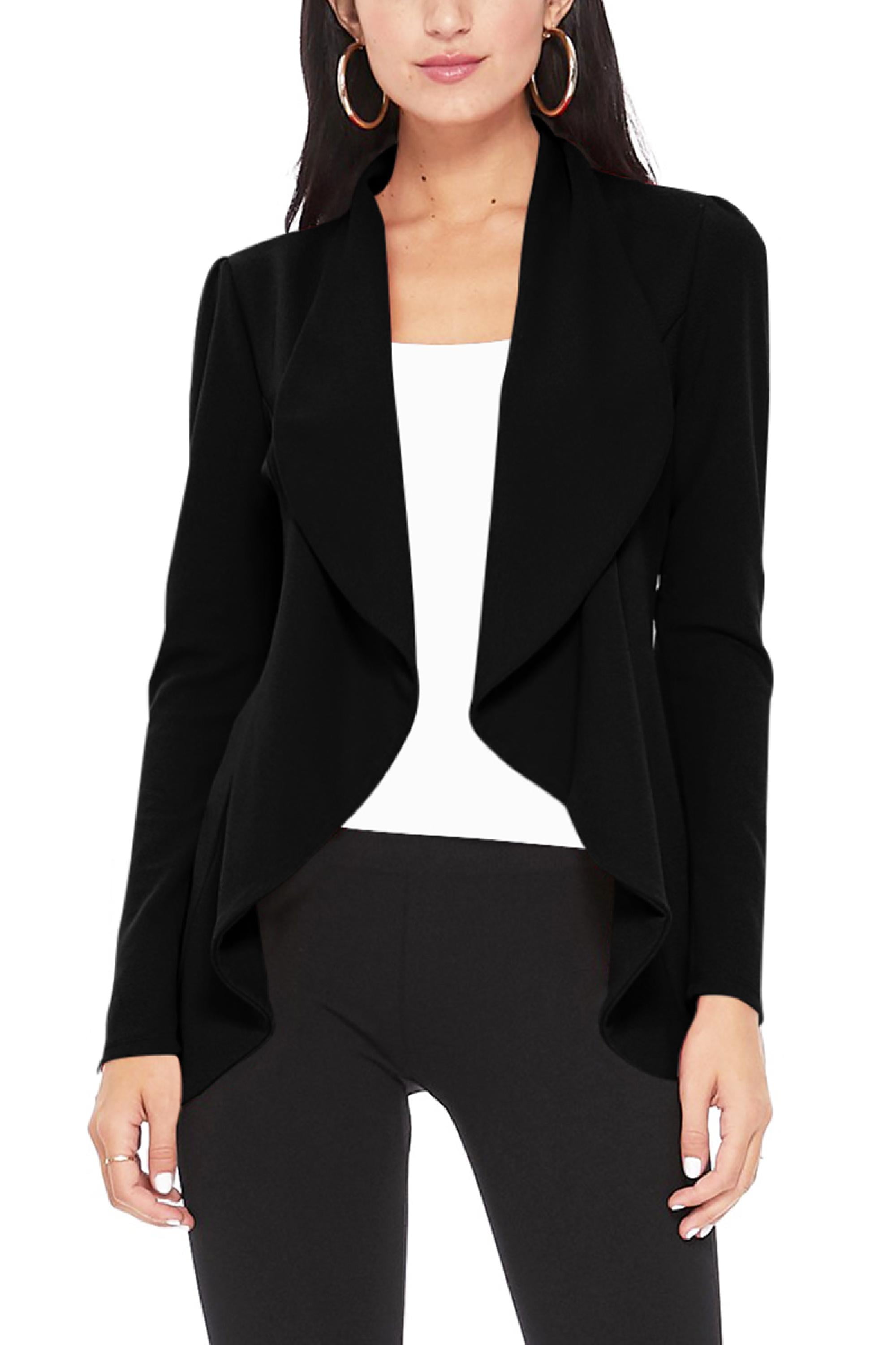 Women's Casual Long Sleeves Open Front Office Wear Solid Blazer Jacket ...