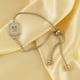 thumbnail image 4 of Pulsera con dijes de letras de arena prensada de acero inoxidable de Europa y América, pulsera de moda ajustable, joyería Popular, joyería fina, 4 of 5
