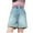 Blue6, variant on Eltusu Girls Denim Shorts, Casual Lace Hem Summer Elastic Waist Jean Shorts with Pockets Blue Size 2-12 T