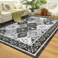 thumbnail image 2 of Jamfeel Boho Rugs for Living Room Floral Printed Area Rugs Soft Low Pile Carpet for Bedroom Kitchen Black and Gray 4'x6', 2 of 7