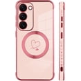 thumbnail image 4 of for Samsung Galaxy S23 Plus 5G Case [Support Magsafe] Love Heart Pattern Magnetic Plating Luxury Elegant Case Camera Protector Soft TPU Shockproof Corner Back Cover -Pink, 4 of 11
