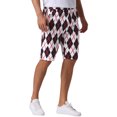 thumbnail image 4 of INSPIRE CHIC Argyle Shorts for Men's Regular Fit Flat Front Contrasting Colors Patterned Shorts 30 Black White, 4 of 5