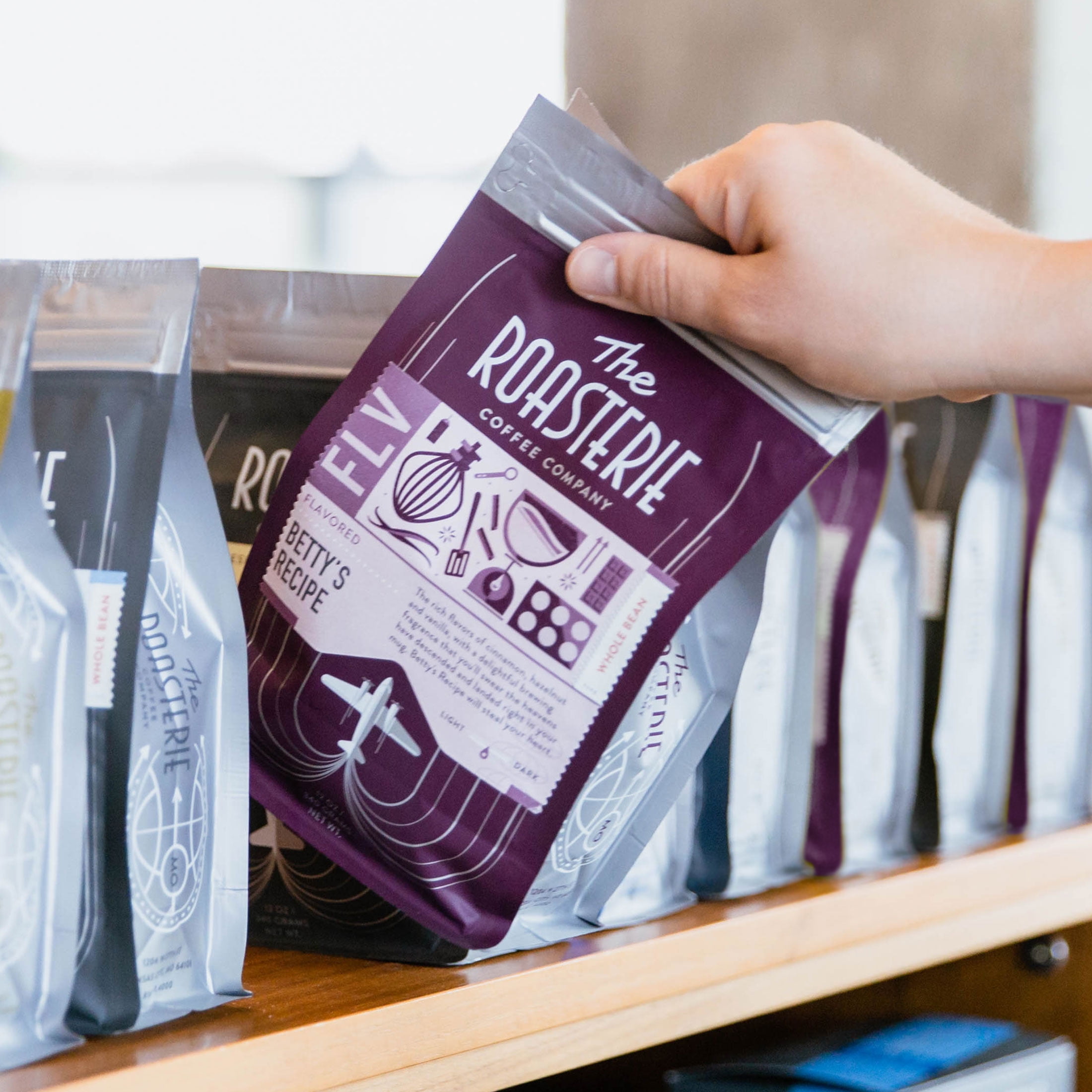 The Roasterie Betty's Recipe, Flavored Local Coffee, Medium Roast, Whole Bean, 10oz