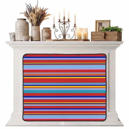 Rainbow Striped Magnetic Fireplace Cover Fireplace Draft Blocker Red Blue Yellow Geometric Abstract Fireplaces Blanket for Heat Loss/Cold Air Fireplaces Draft Stopper Cover for Inside 51 x39