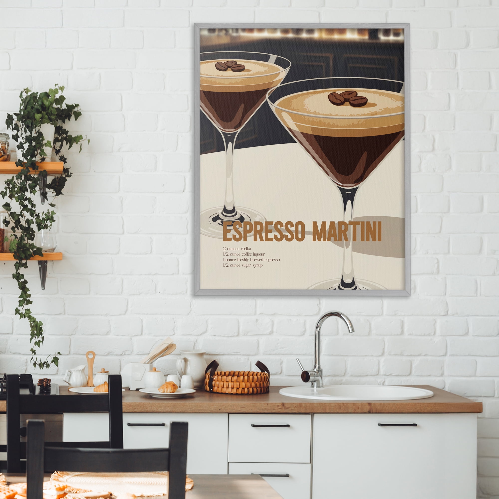 Stupell Industries Sleek Modern Espresso Martini Gray Framed Giclee Art, design by Andreas Magnusson