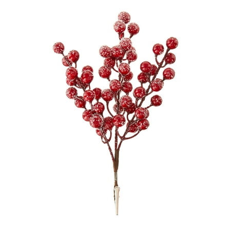Holiday Time Frosted Red Berries Christmas Clip Ornament, 0.53 oz, 9"