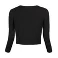 thumbnail image 3 of Urban CoCo Women's 3/4 Sleeve V-Neck Cropped Cardigan (Black, XL), 3 of 6