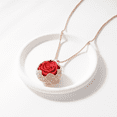 thumbnail image 5 of Floral Circle Pendant Necklace for Women, Rose Gold Plated Alloy Rhinestone Flower Necklace, Wedding Birthday Gift for Her, 5 of 6