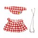 thumbnail image 1 of Ropa de muñeca de peluche de 15 cm, ropa de muñeca, accesorios de fotografía cómodos, accesorios de muñeca de peluche, falda de tenis de rejilla de mo collar rojo, 1 of 8