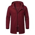 thumbnail image 2 of Ceisia Men's Solid Hooded Wool Blend Coat Zip Button Hybrid Windproof Long Sleeve Outerwear Gift, 2 of 8