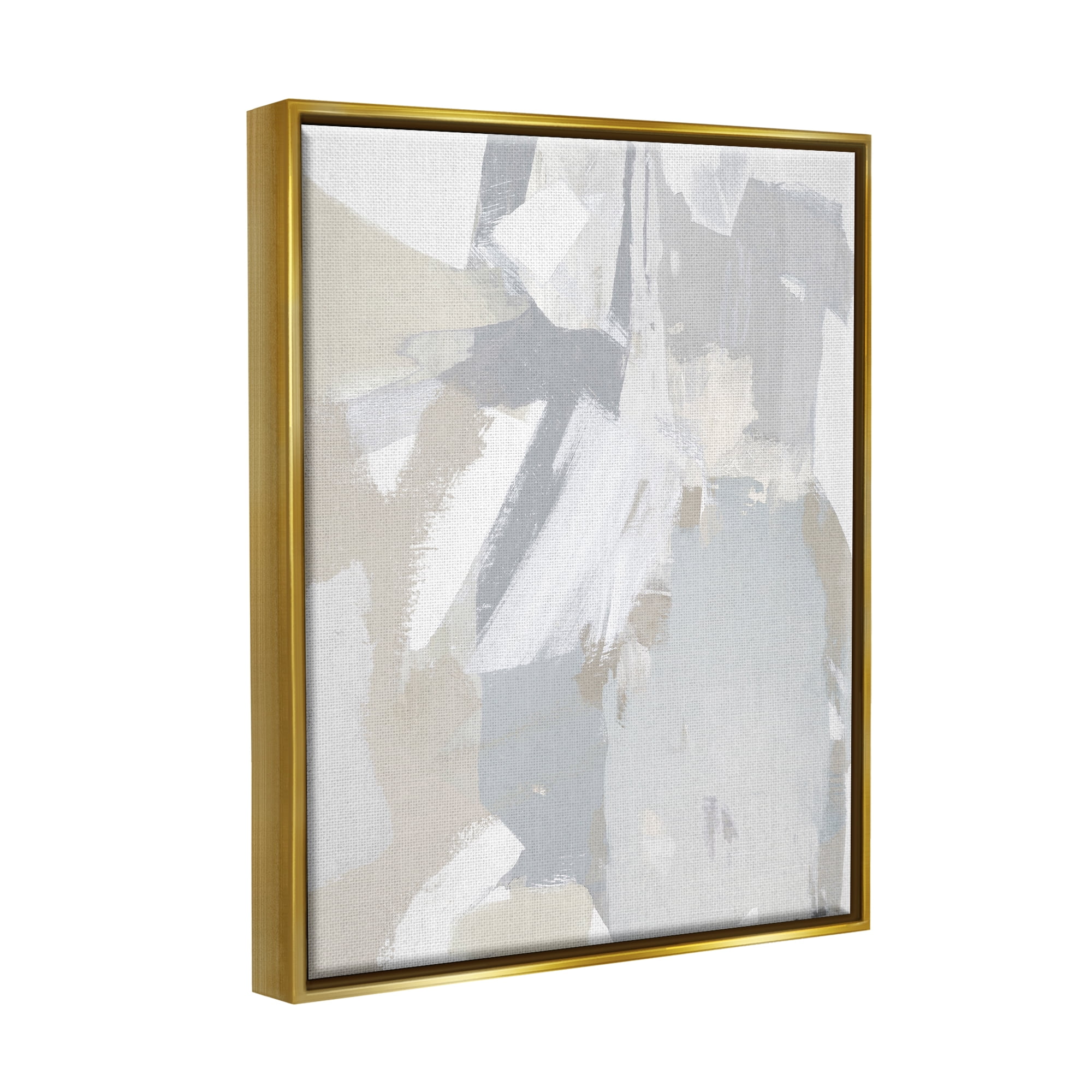 Stupell Industries Abstract Grey Collage Abstract Painting Gold Floater Framed Canvas Art Print Wall Art, 17 x 21