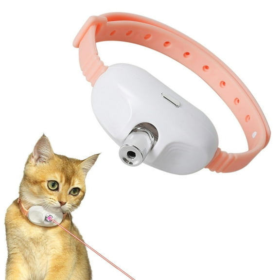 Generic Automatic Cat Laser Toys - Wearable Laser Collar for Kittens Flashing and Lasting Modes, 12″ Bend Collar. Type-C Usb, Pink