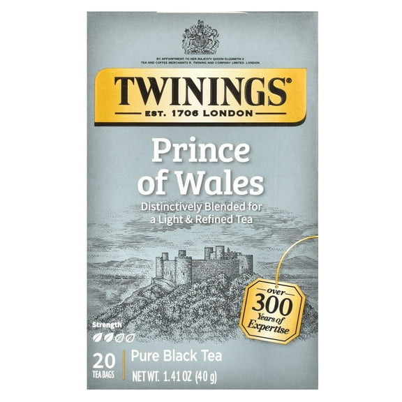 Twinings Prince of Wales Tea - Classic, Mellow Caffeinated Black Tea Bags Individually Wrapped, 20 Count