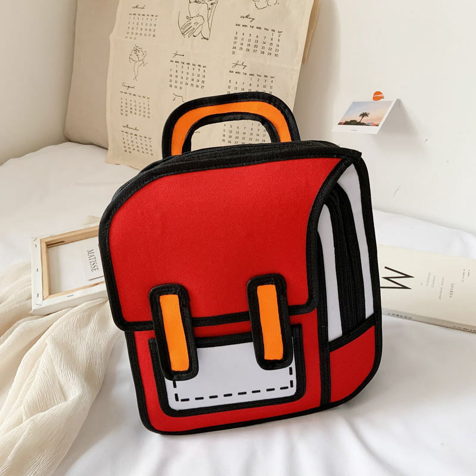 Girls Boy Jumping 3D Backpack Drawing Anime Manga Cartoon Backpack