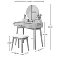 thumbnail image 5 of Roundhill Furniture Liannon Vanity and Stool Set, 3 Piece, Modern, Plush Seating, Purple, 5 of 6