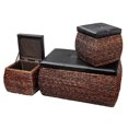 thumbnail image 1 of Set De 3 Rush Naturel Banc Ottoman Avec Rangement (Chocolat), 1 of 1