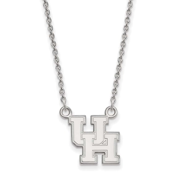 14k White Gold LogoArt University of Houston U-H Small Pendant 18 inch Necklace Q4W011UHO-18