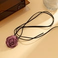 thumbnail image 4 of soumake Long tassel soft fabric rose, ladies velvet fashion flower collar necklace, 4 of 8