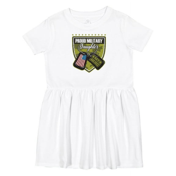 Inktastic Proud Military Daughter Soldier Hero Girls Toddler Dress