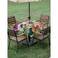 thumbnail image 5 of Square Outdoor Tablecloth with Umbrella Hole Spring Daisy Outside Table Cloth Waterproof Patio Table Cover Pink Modern Abstract Art Dots Floral Zipper Tablecloths for Picnic Party Camping 54x54 Inch, 5 of 8