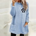 thumbnail image 3 of Gibobby Sudaderas con cremallera Sudadera con capucha de felpa con bolsillo y manga larga holgada con cuello redondo y estampado de amor para mujer (Azul, M), 3 of 5