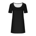 thumbnail image 6 of ShomPort Summer Dresses for Women Casual Crew Neck Short Sleeve Sundress with Pocket Loose Beach Vocation Going out T-Shirts Dress, 6 of 7