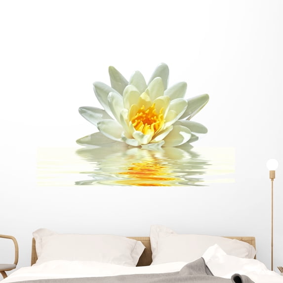 Lotus Flower Floating Water Wall Mural Decal Sticker, Wallmonkeys Peel & Stick Vinyl Graphic (48 in W x 42 in H)
