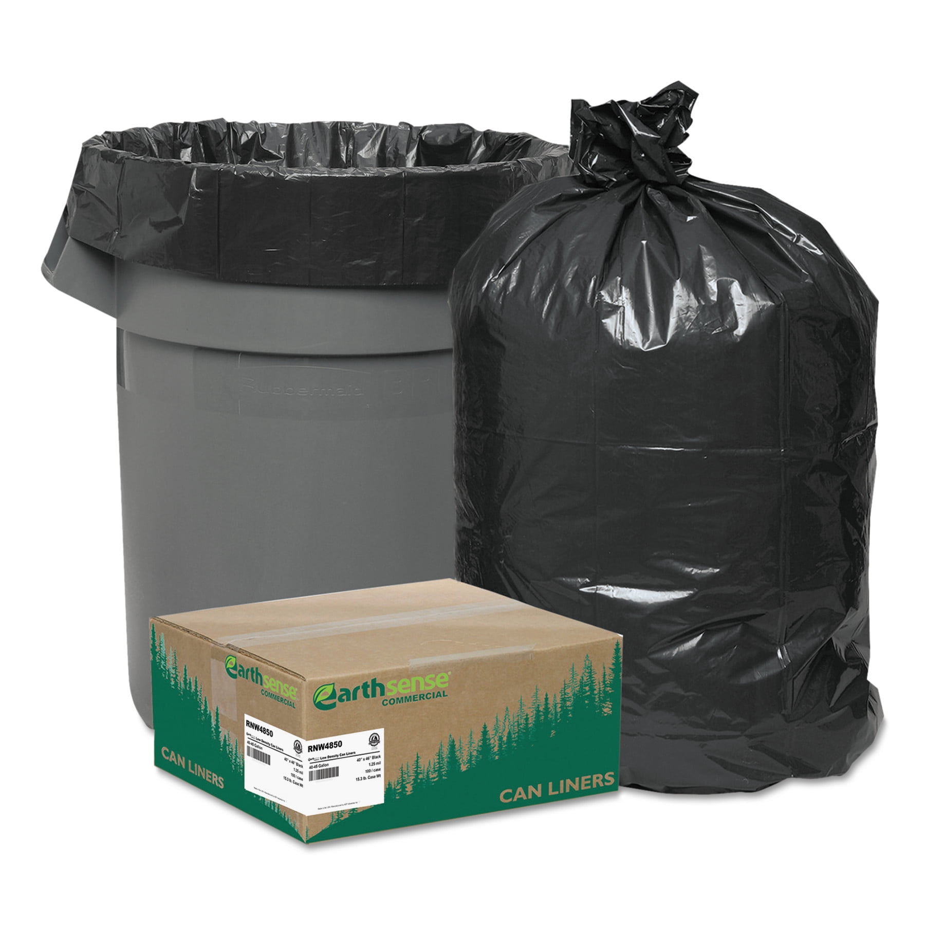 Black 45 Gallon Heavy Duty Trash Bags Can Liners 100-Pack 