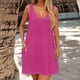 thumbnail image 5 of Vestido informal sin mangas para mujer: cuello en V, bolsillos, poliéster-spandex, tallas S-XXL, verano, playa/estilo bohemio., 5 of 6