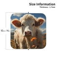 thumbnail image 2 of Rateoe Daisy Meadow Cow Drawing Drink Coasters Set of 4 Leather Coasters Spill Protection for Table Desk,Durable and Non Slip Leather Coaster ,4 Inches Drink Mats-Square, 2 of 6