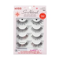 KISS So Natural Holiday False Eyelashes, ‘Fluffy Natural’, 10mm-12mm, 4 Pairs   Lash Glue