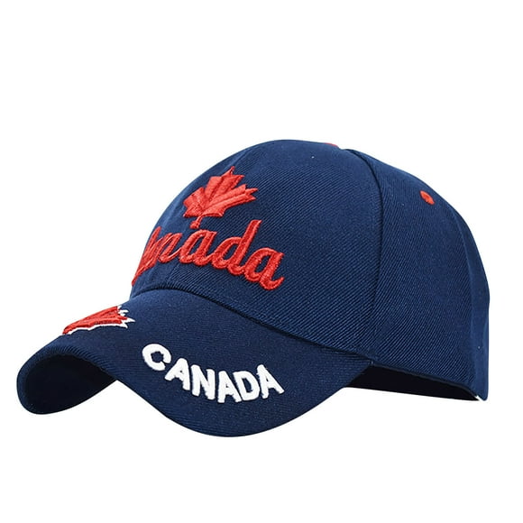 Baseball Caps Embroidered Maple Leaf Adjustable Flag Golf Hat for Men Women Father's Day Gifts Blue Free Size