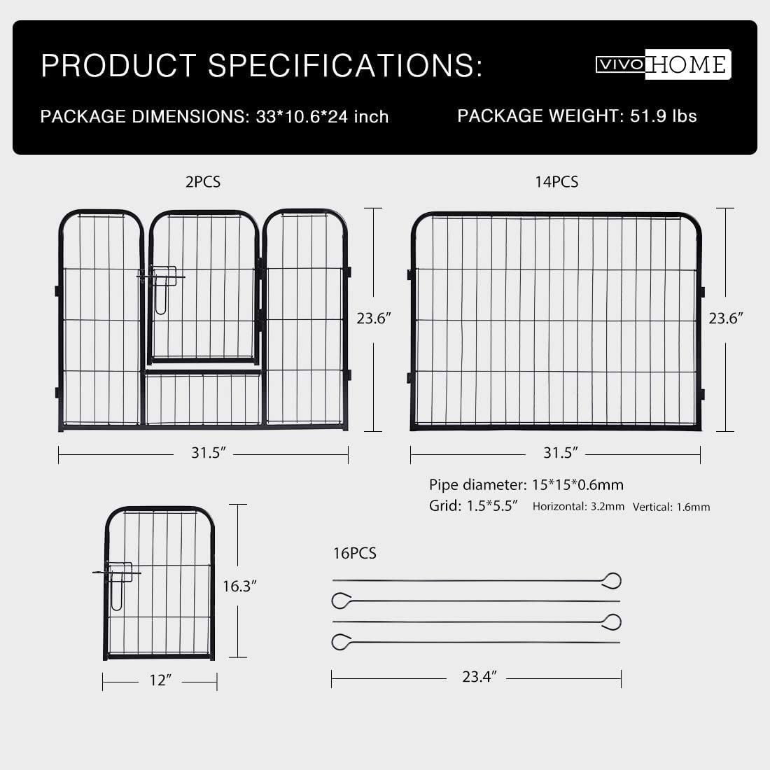 SPECSTAR Heavy Duty Foldable Metal Indoor Outdoor Exercise Pet Fence Barrier Playpen Kennel for Dogs Cats