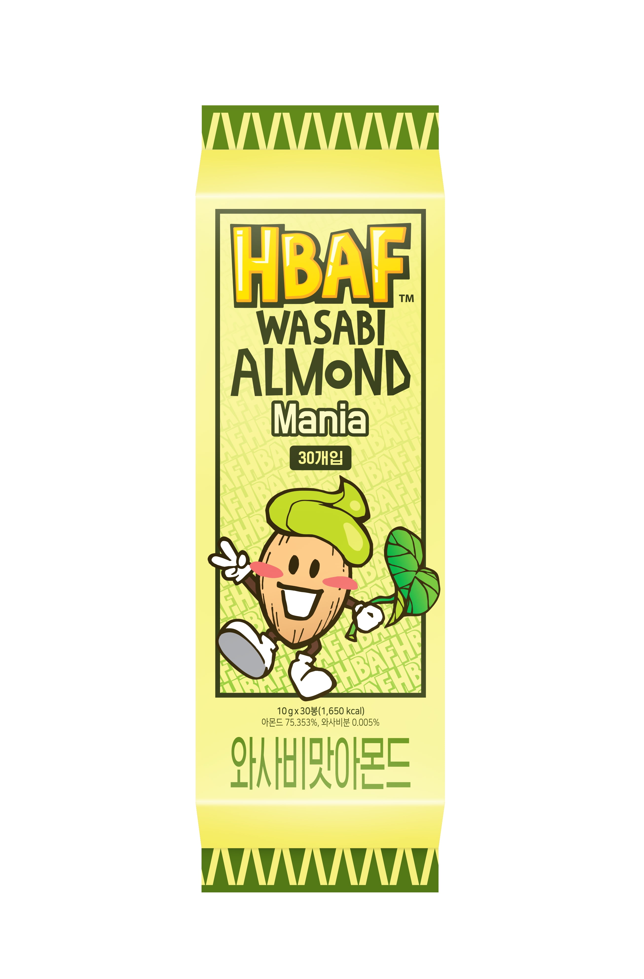 [HBAF] Wasabi Mania 30 Pack, Korean Wasabi Seasoned Almond Nuts