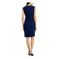 thumbnail image 2 of KASPER Womens Navy Slitted Zippered Lined Sleeveless Split Above The Knee Wear To Work Sheath Dress 8, 2 of 4