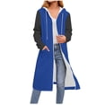 thumbnail image 2 of NuoCaiYun Cardigan Women'S Fashionable Patchwork Color Long-Sleeve Drawstring Hooded Zipper Long Coat with Pockets, 2 of 6